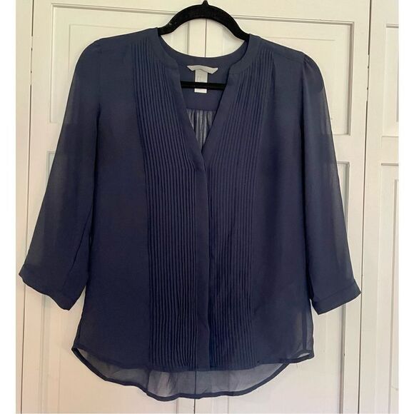 H&M navy pleat front blouse - Picture 2 of 9